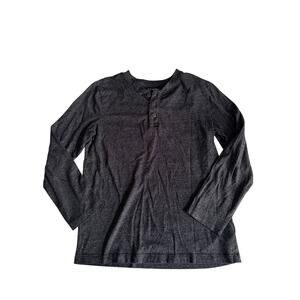 Old Navy Boys' Long Sleeve Grey Henley Shirt - Size Large 10/12